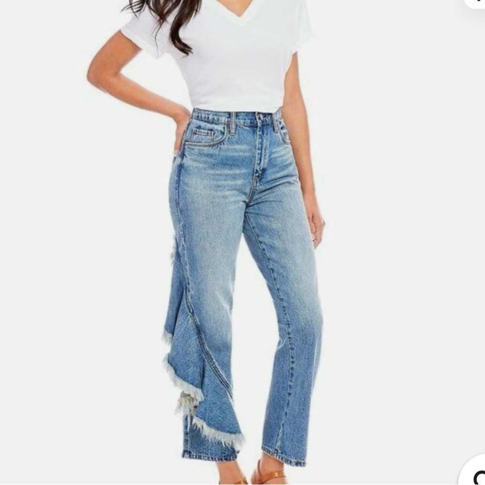 Chelsea & Violet side ruffle ankle jeans sz27 high waist jeans.  NWT